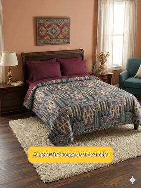 Vintage Springs Reversible Southwestern Comforter Full/Queen 85x86 Geometric EUC